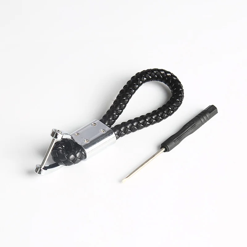 Car Logo Key Chain Key Fobs Leather Weave Straps Keyring For BMW M Power Black 