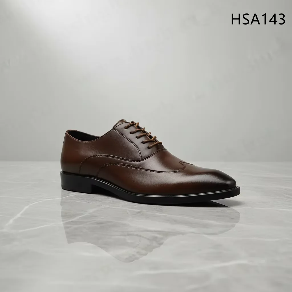 HY,Client Meeting Italian Style Wingtip Design Brown Men Dress Shoes Premium Series Anti-odor Fashion Uniform Shoes HSA143