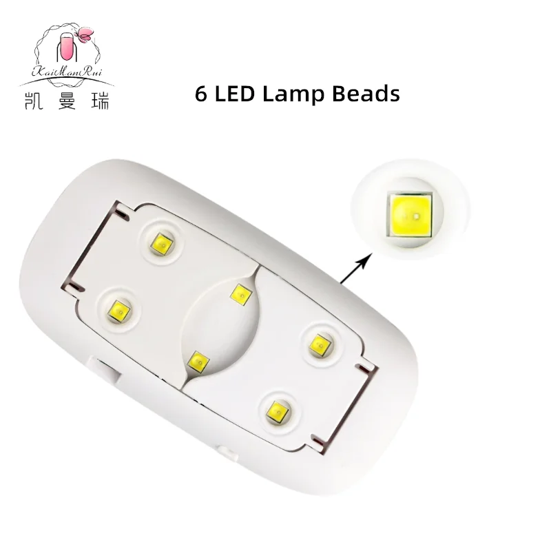 New SUN Mini 6W 6LEDS LED  Cordless UV Nail Lamp Dryer Manicure Nail Lamp UV Gel Professional Nail Lamp