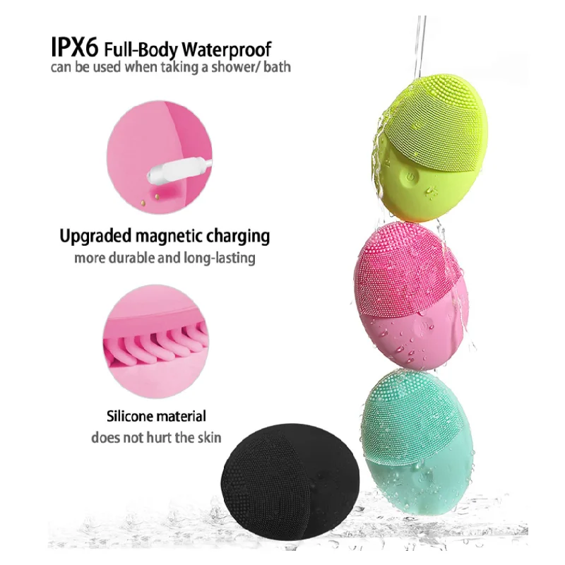 PSB rechargeable mini sonic vibrating exfoliating silicone face facial cleanser cleansing brush massager