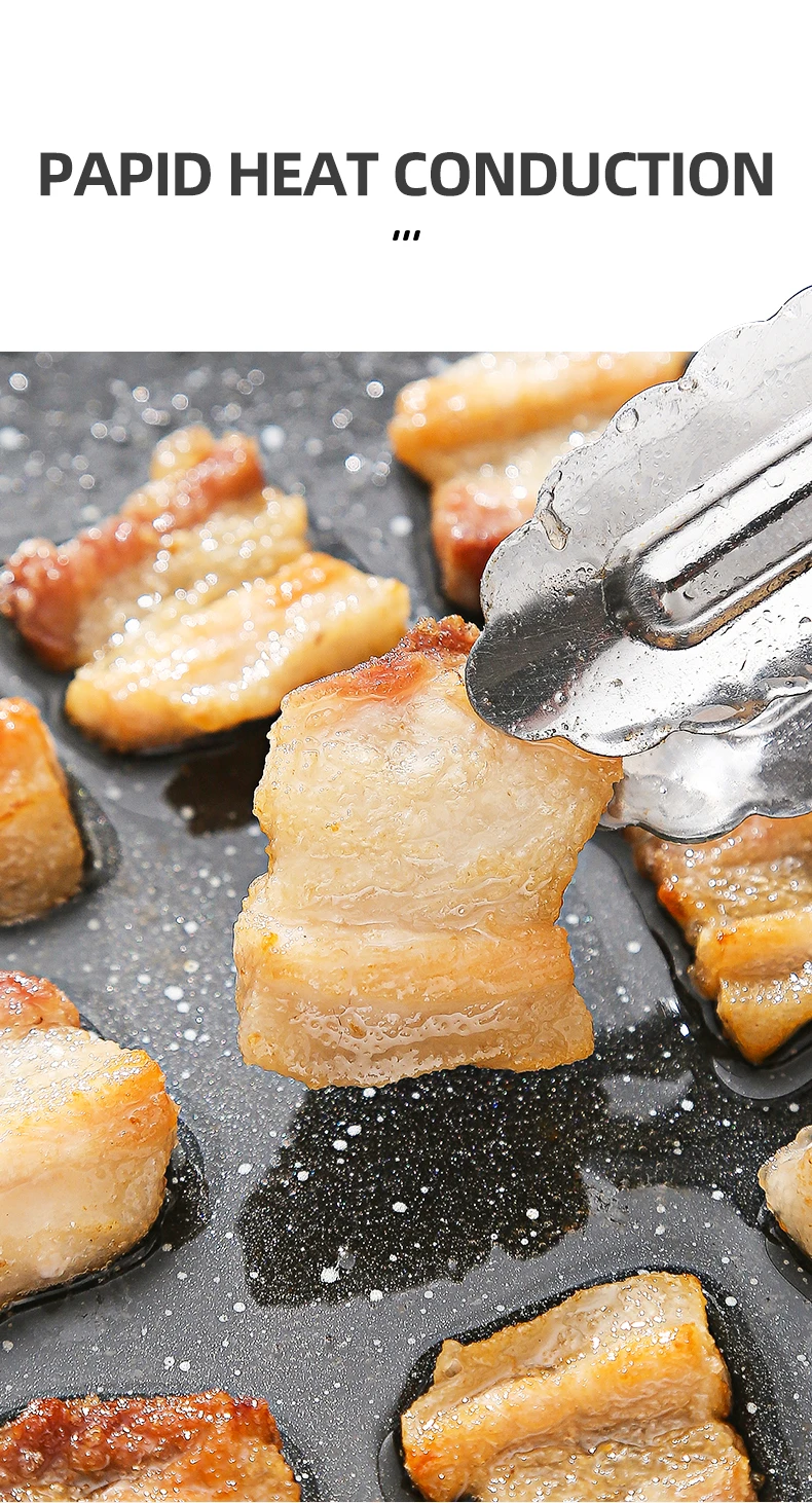 Thickened Maifan Stone BBQ Grill Pan, Non-Stick Steak & Korean BBQ, Works on Induction/Gas Stoves, Indoor/Outdoor