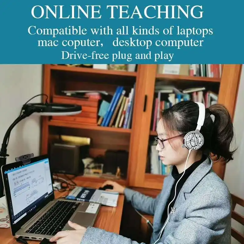 Фабрика с микрофоном, 1080P HD веб-камера с крышкой конфиденциальности, потоковая компьютерная веб-камера