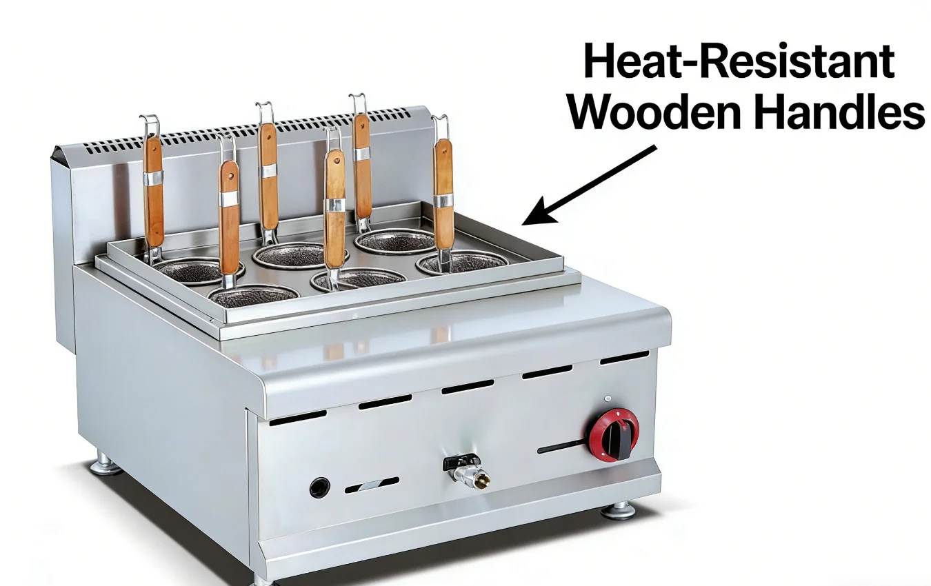 Countertop 6-Hole Gas Noodle Cooker Commercial Stainless Steel Pasta Boiler with Baskets for Restaurant/Malatang