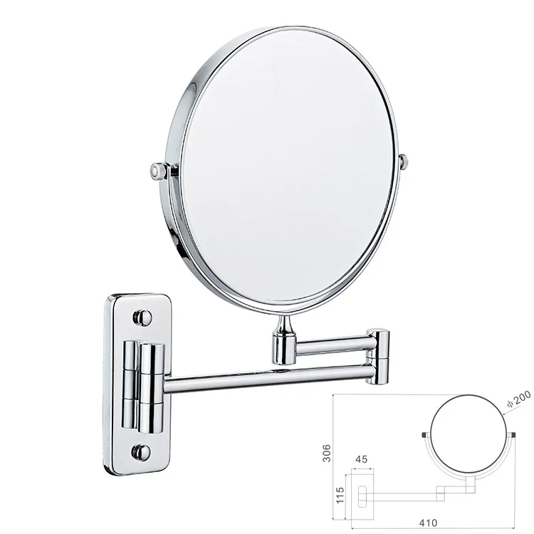 Extendable Wall Mounted Magnifying Mirror Folding Round Hotel Mirror ...