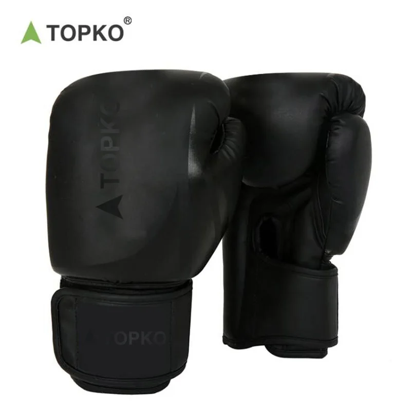 TOPKO Black & Simple Design Adult Boxing Gloves, Tear Resistant 8oz,10oz,12oz,14oz,16oz PU Leather Boxing Gloves