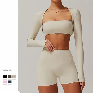 Women's Lightweight Long-Sleeved Yoga Suit with Shaved Shawl Quick-Drying Fitness Top Outdoor Running Sports Shoulder T-Shirt