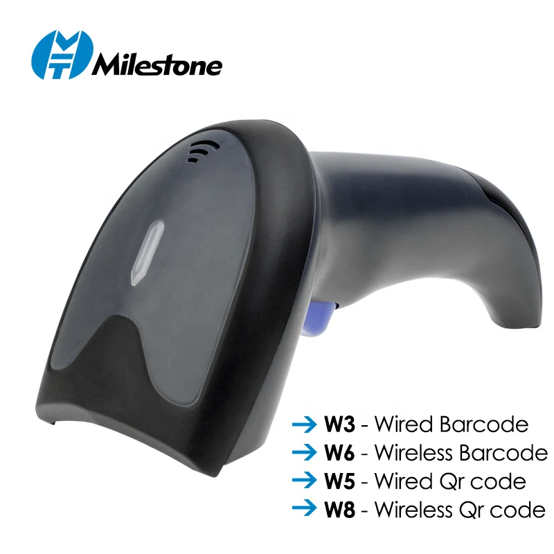 Milestone Handheld CCD Wired 2D Qr Code Scanner with USB Receiver Wireless Barcode Scanner