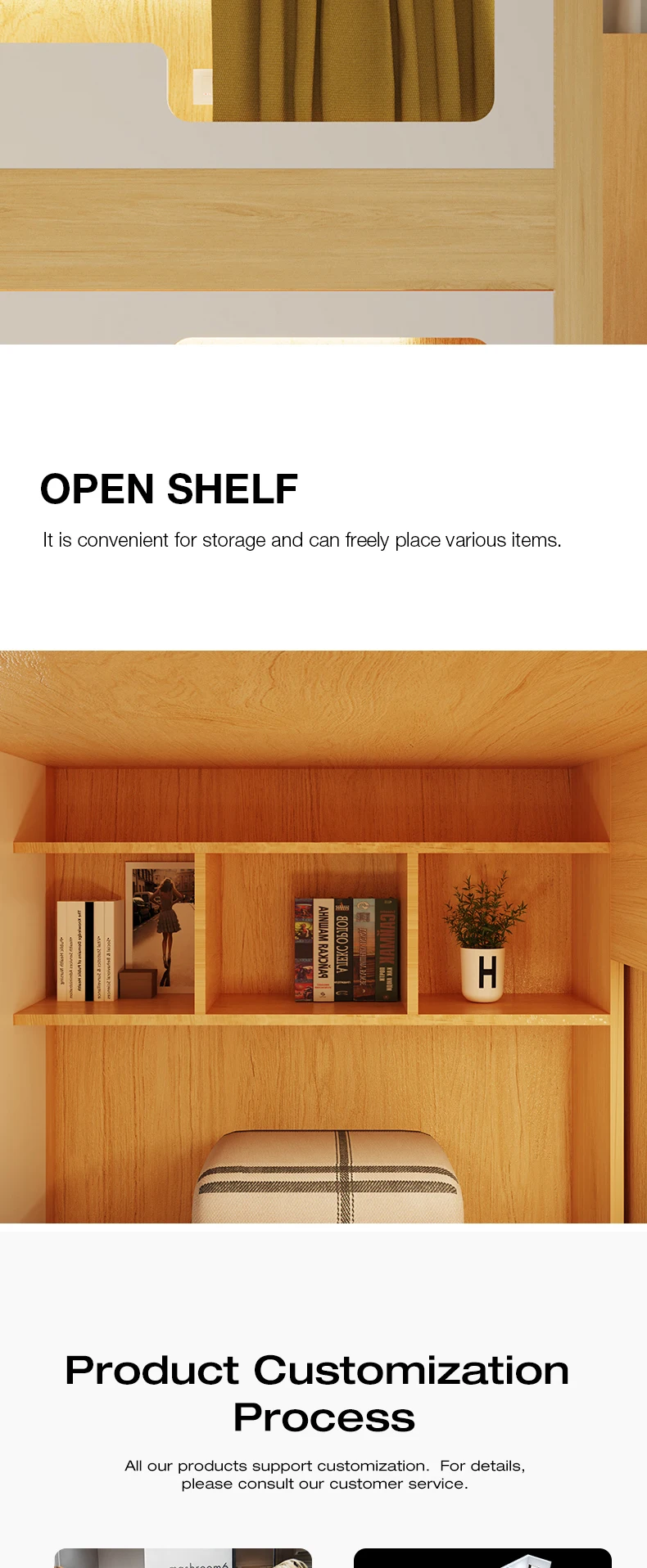 product free 3d design service oem odm custom metal frame capsule school bunk dormitory bed with stair for hotel school bedroom-6