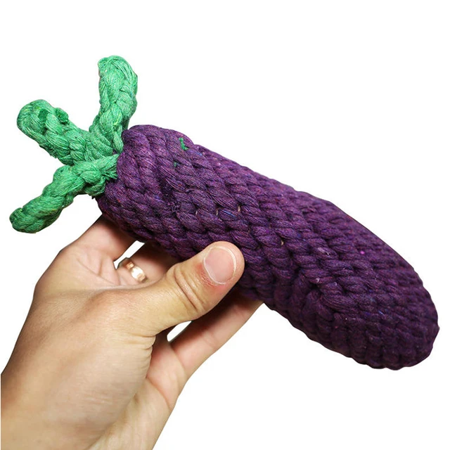 Amaz High Quality Teeth Cleaning Bite Resistant Chew Cotton Rope Eggplant-shaped Pet Dog Toy