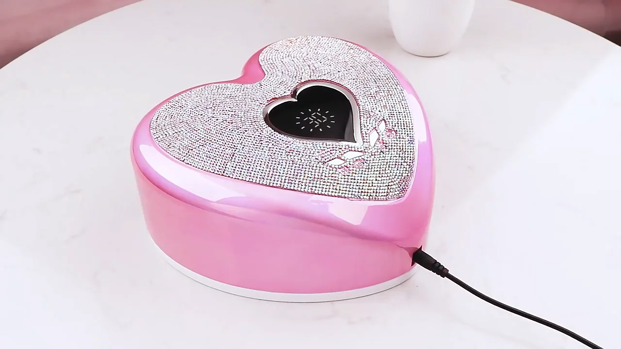 New 66w Full Diamond Rhinestone Uv Led Nail Lamp Heart Pink Bling Nail