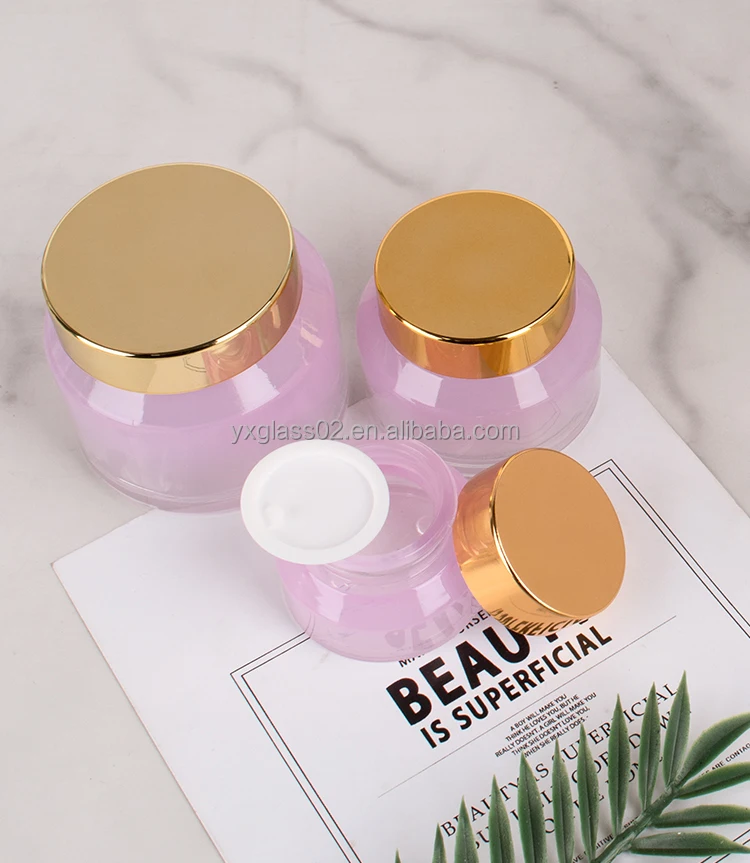 Inclined shoulder cosmetic glass bottle set oblique glass cream jar skincare cosmetic packaging glass bottle factory