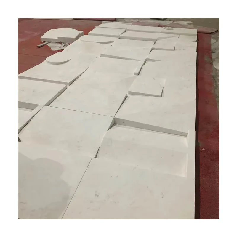 ក្បូរថ្មសិបគៀន CNC ដែលមានរូបចម្លាក់ 3D ពណ៌សខៀវស្រទាប់ថ្មម៉ាបល់ ប៉ាណែលក្បូរជញ្ជាំងតុបតែង ការធានារយៈពេល 1 ឆ្នាំសម្រាប់ការរចនាផ្ទៃក្នុងសណ្ឋាគារ