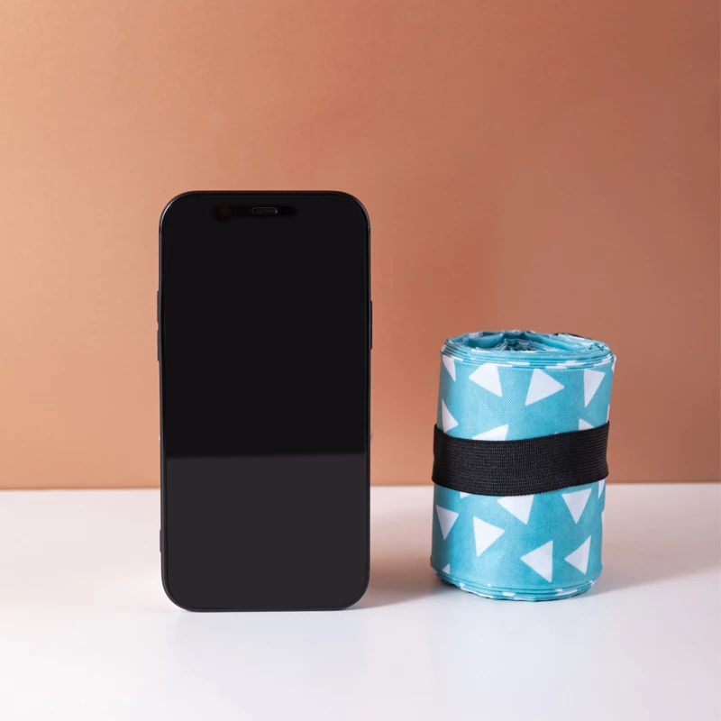 Wholesale Custom Folding Pocket Tote Bags Printed Polyester Foldable Grocery Bag Roll up Portable Shopping Bags