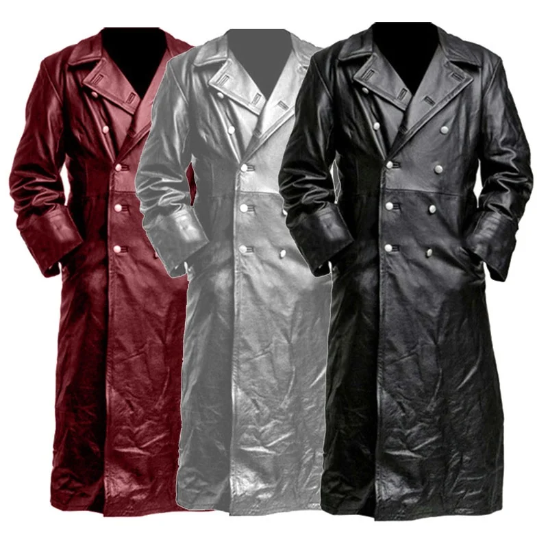 Mens Leather Trench Coat Gothic