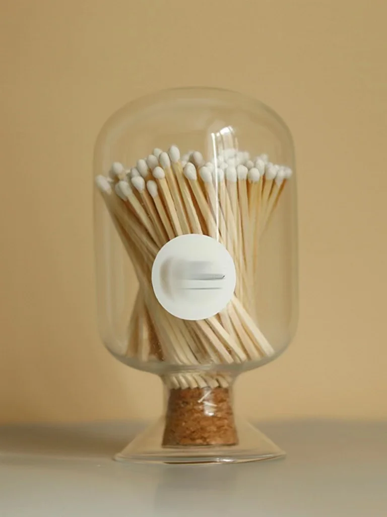 Matches In Glass Jar Wooden Bottle Cup Colorful Match Tip With