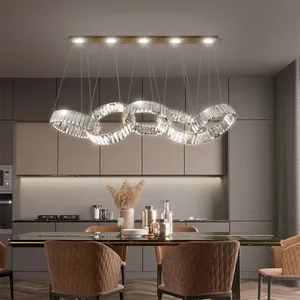 Luxury Modern Style Residential Decoration Custom Lampen Hanging Pendant Light Crystal Ring Chandelier for Hotel Villa Mall