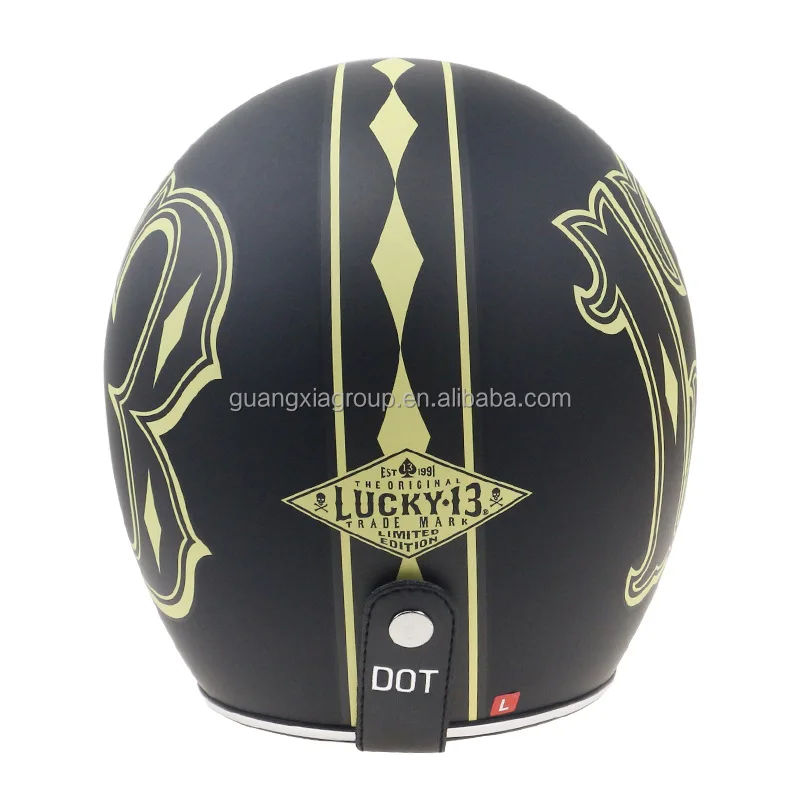 Lucky Thirteen Vintage Motorcycle Helmet - Classic Half Face