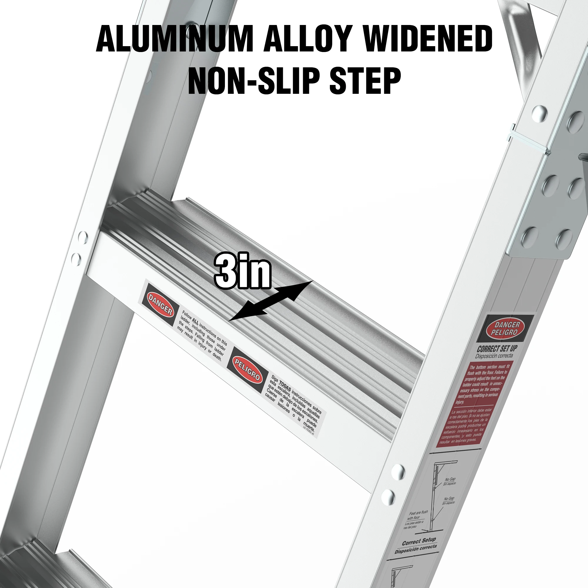 Factory Custom Adjustable Slip Resistance Steps 7 Foot 9 Inches to 10 Feet Aluminum Extension Ladder Attic Ladder