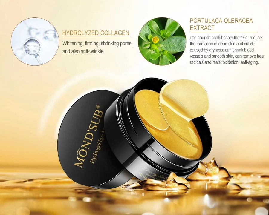 MONDSUB oem роскошный золотой гель Коллаген Кристалл патч 24k уход за кожей гидрогель под глазами маска с частной этикеткой