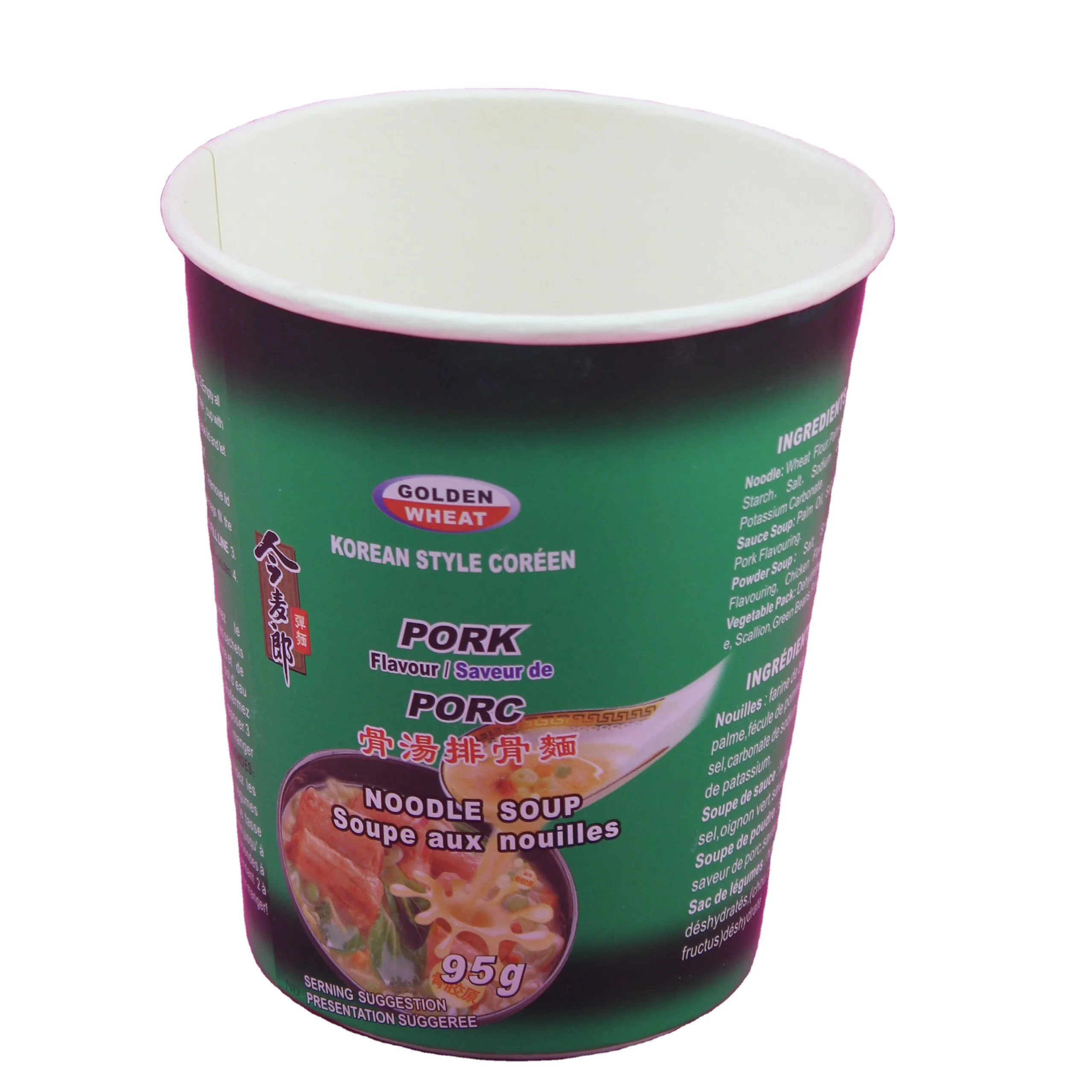 High Quality Disposable 500ml Paper Cup Lid Customizable Single Wall Design for Instant Noodles Soup Sandwich Sushi Sugar
