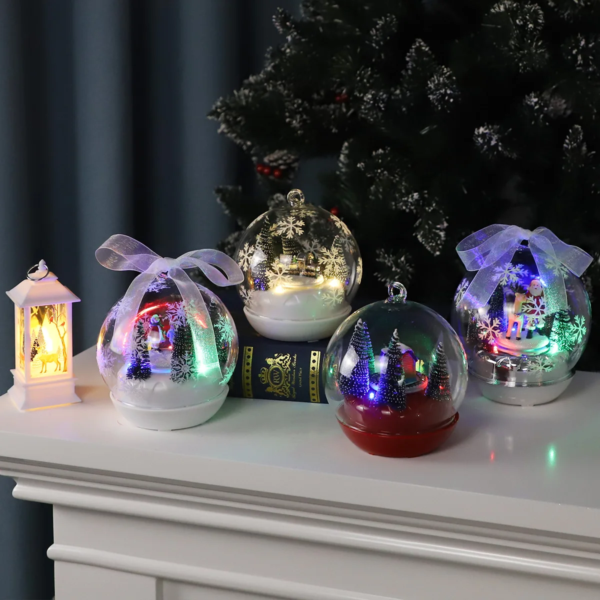 New product glass baubles handmade hollow glass blown Christmas scene music spun ball ornaments presents crafts decor suppliers