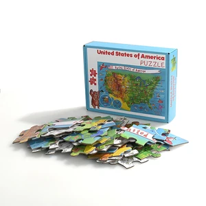 Personalized Educational Cartoon Paper Jigsaw Puzzle 50 Pieces United States of America Puzzle Suitable for Kids Aged 3 to 11