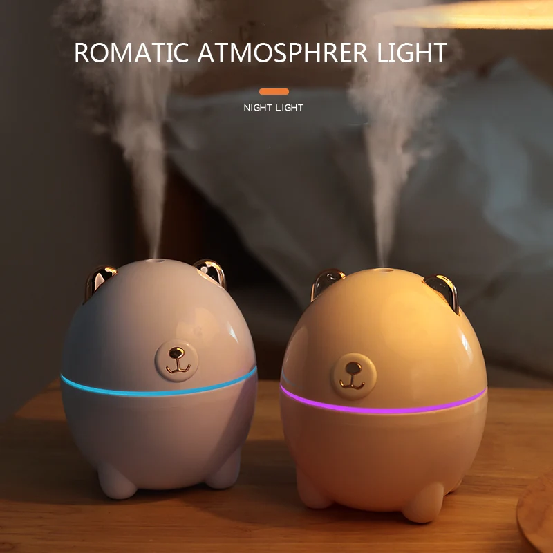 Bear LED Mini Air Humidifier USB Charging Ultrasonic Humidifier Essential Oil Aroma Diffuser Air Purifier for Home Car