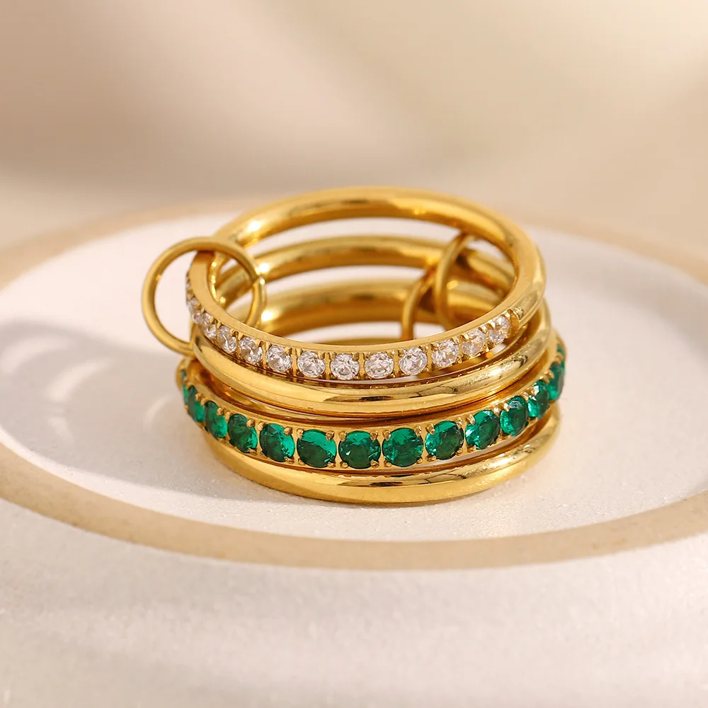 Set bracciale a quattro anelli placcato oro 18k con morganite_voghion.com