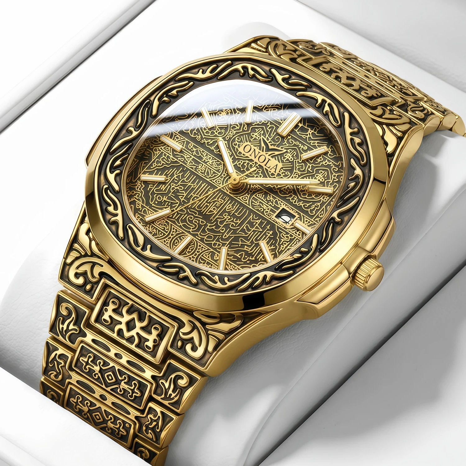Luxury Gold Watches for Men ONOLA Business Retro Waterproof Muslim Quartz Watch Factory Wholesale Watches ON3808