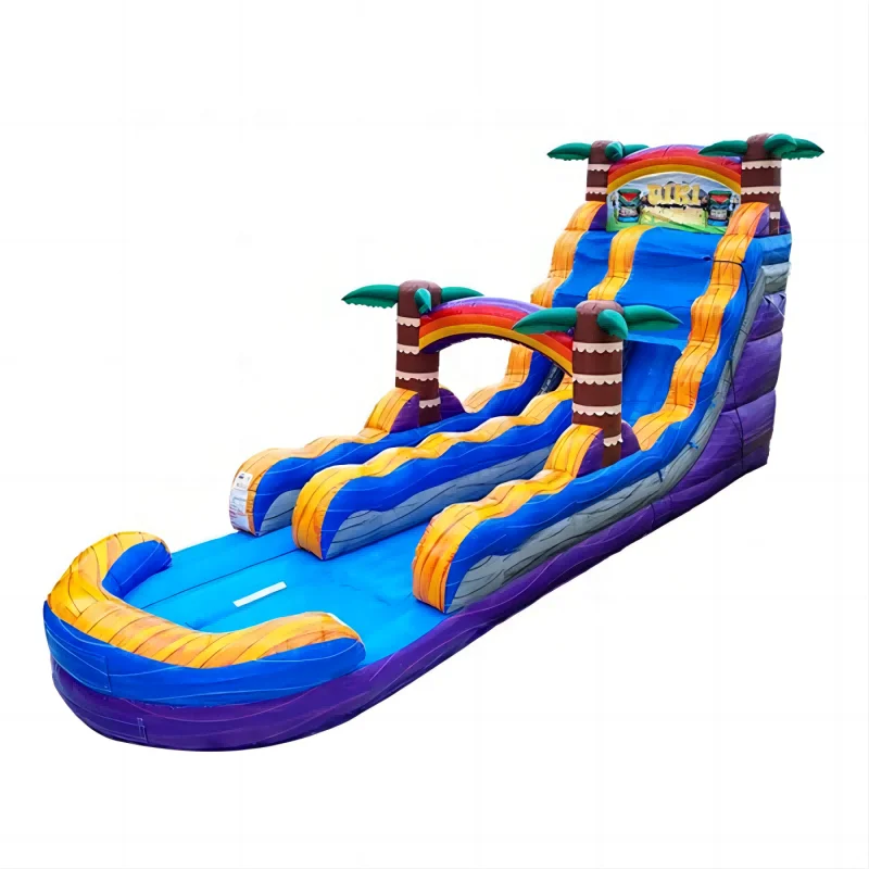 18'h Tiki Island Single Lane Inflatable Water Slip N Slide With Pool ...