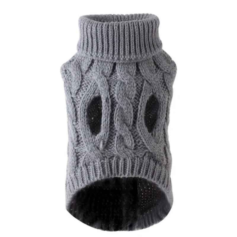 product-750-750 Autumn Winter Pet Dog Sweater Fashionable Solid Color Twist Knitted Warm Clothing Comfortable XL Size Multiple Colors Available