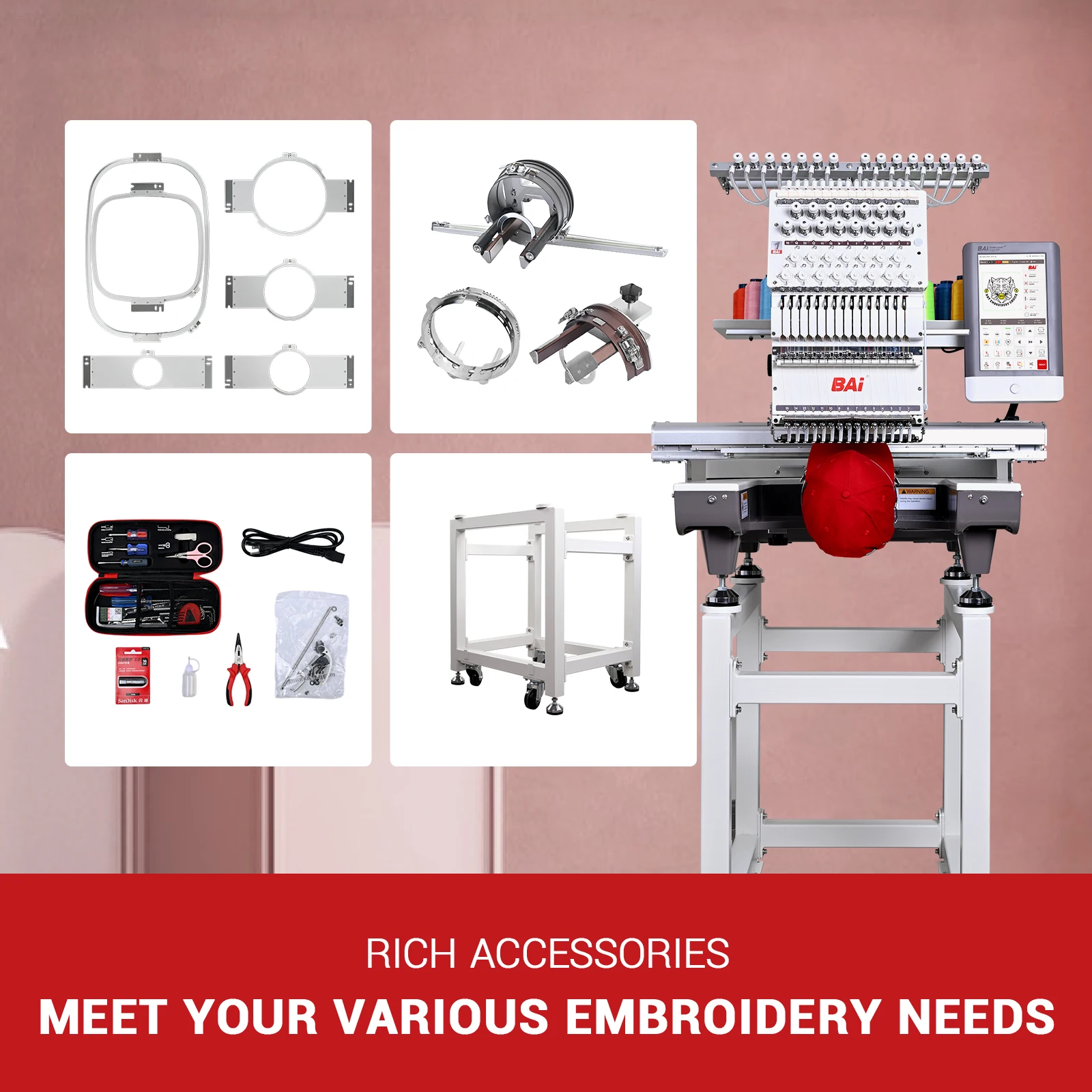 BAi Home Single Head Latest Automatic Computer Cap 3D Embroidery Machine Price