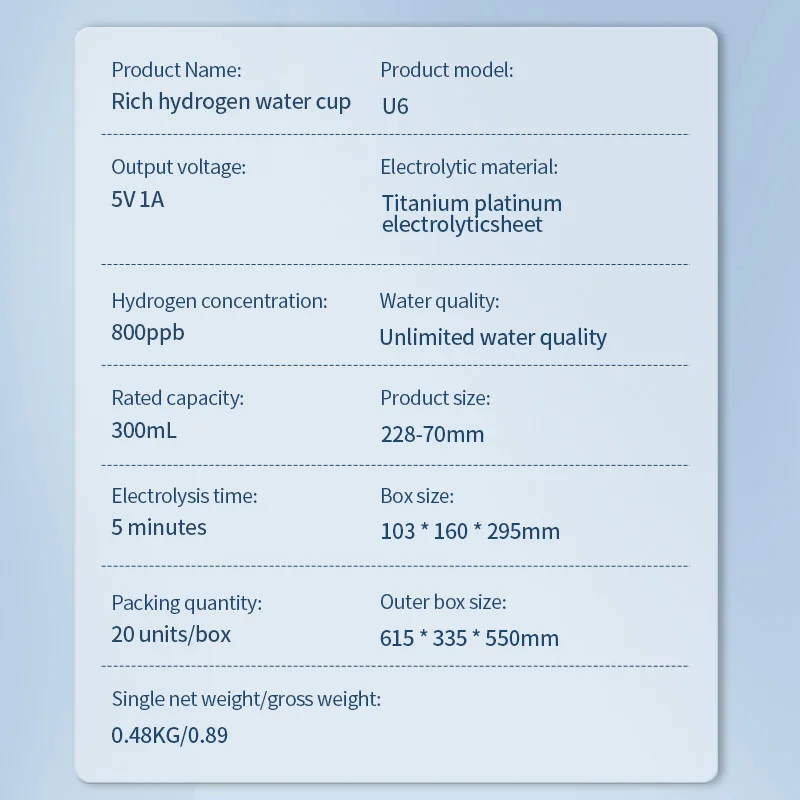 Top Selling H2 Hydrogen Water Bottle Portable Hydrogen-Rich Water Glass Rechargeable Hydrogen Water Generator factory