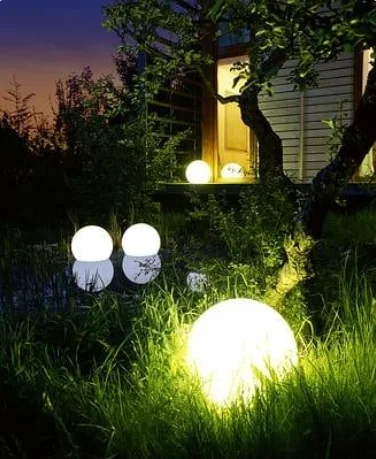 Solar LED Ground Round Ball Automatic Waterproof Warm White Outdoor Path Garden Ball Light