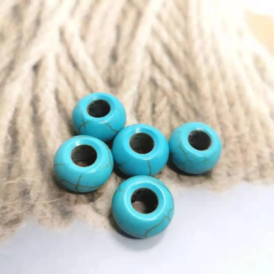 8x14mm hole 5mm Macroporous beads Turquoises blue/white/red Beads for  Jewelry Making , Abacus beads Round Loose Spacer Beads