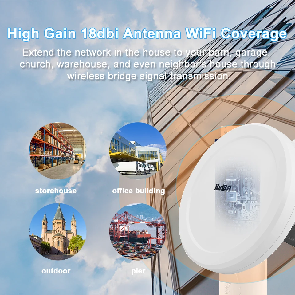 Kuwfi Wireless Long Range Wifi Extender 5KM PTP Bridging
