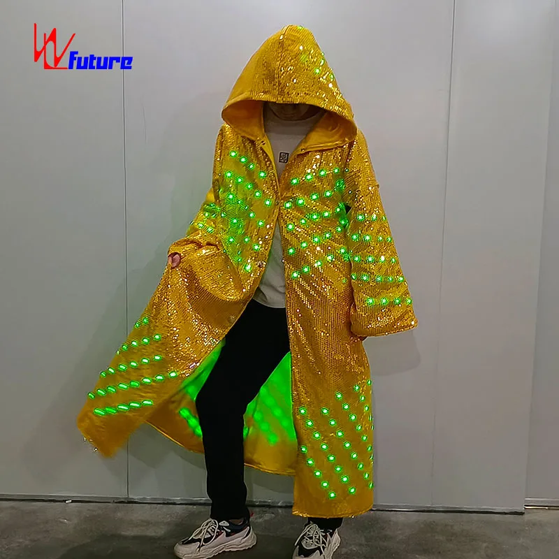 Programmable Controller Fluorescent Dance Raincoat Stage Performance Costume