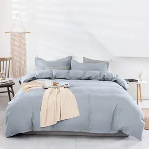 100% Organic Bamboo Solid Color Customized Bedding Set Bed Linen Sheet Set Soft Smooth