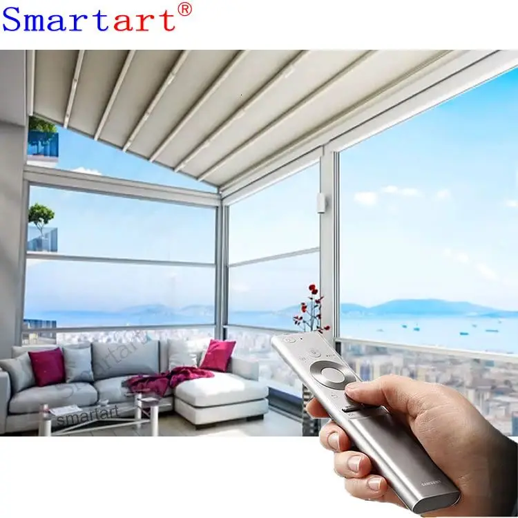 2022 Remote Controlled Motorized Guillotine Window System for Restaurant Terrace Patio and Balcony