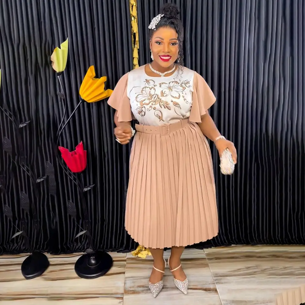 pleated african dresses Trendy African Dresses for Women Clothing Plus Size Printing Pleated Dress  Elegant Ladies Office Dresses