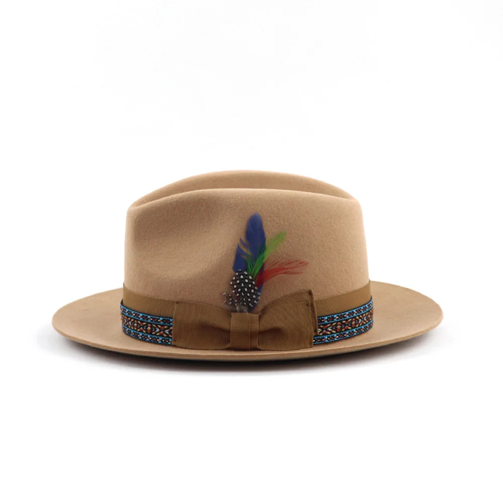LiHua Hot Selling Wide Brim Fedora Hats Men 100% Australian Wool Handmade Wool Felt Unisex Ombr Fedora Hats Wholesale