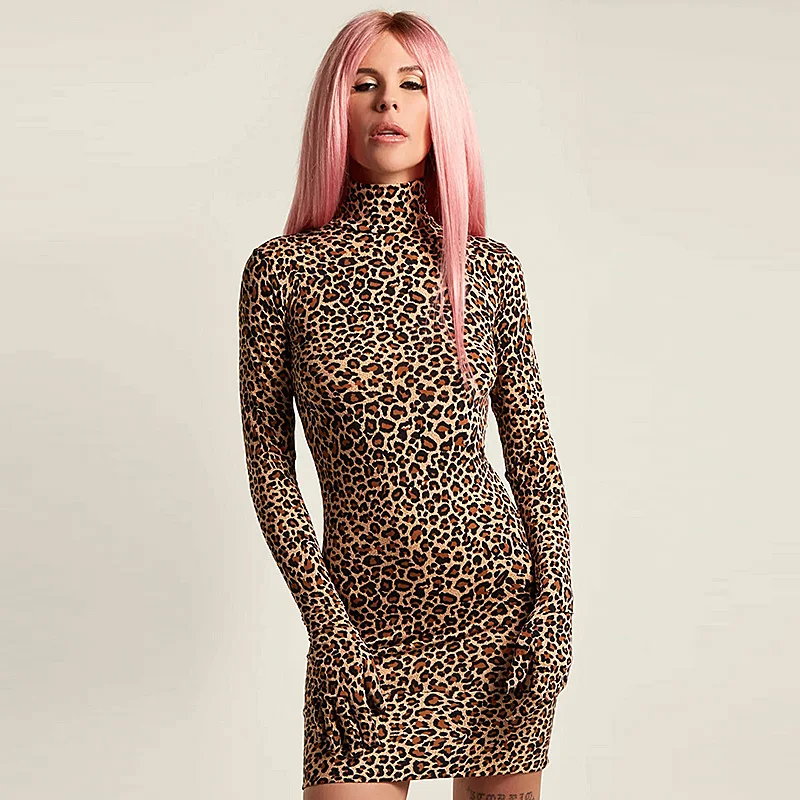 cheetah print dress with gloves