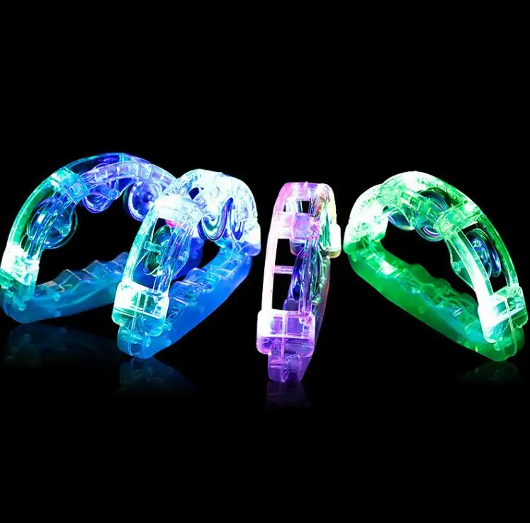 Led Light Up Tambourine Musical Flashing Tambourine Handheld Percussion