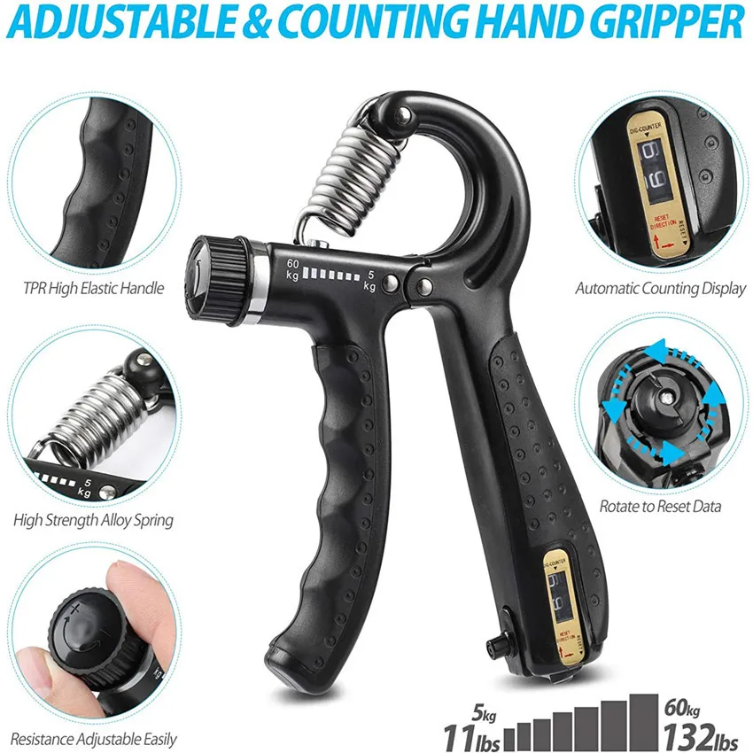 Hand Gripper Set Strength Trainer Counting Forearm Strengthener Workout