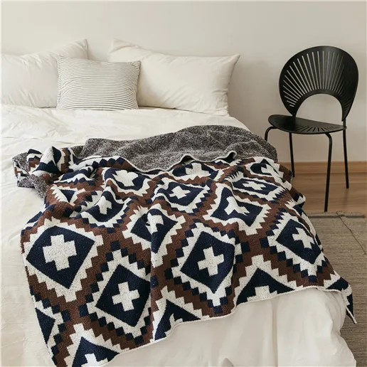 MTY Smooth Soft Bohemian Geometric Crochet Polyester Throw Blanket for Adult Kids Home manufacture