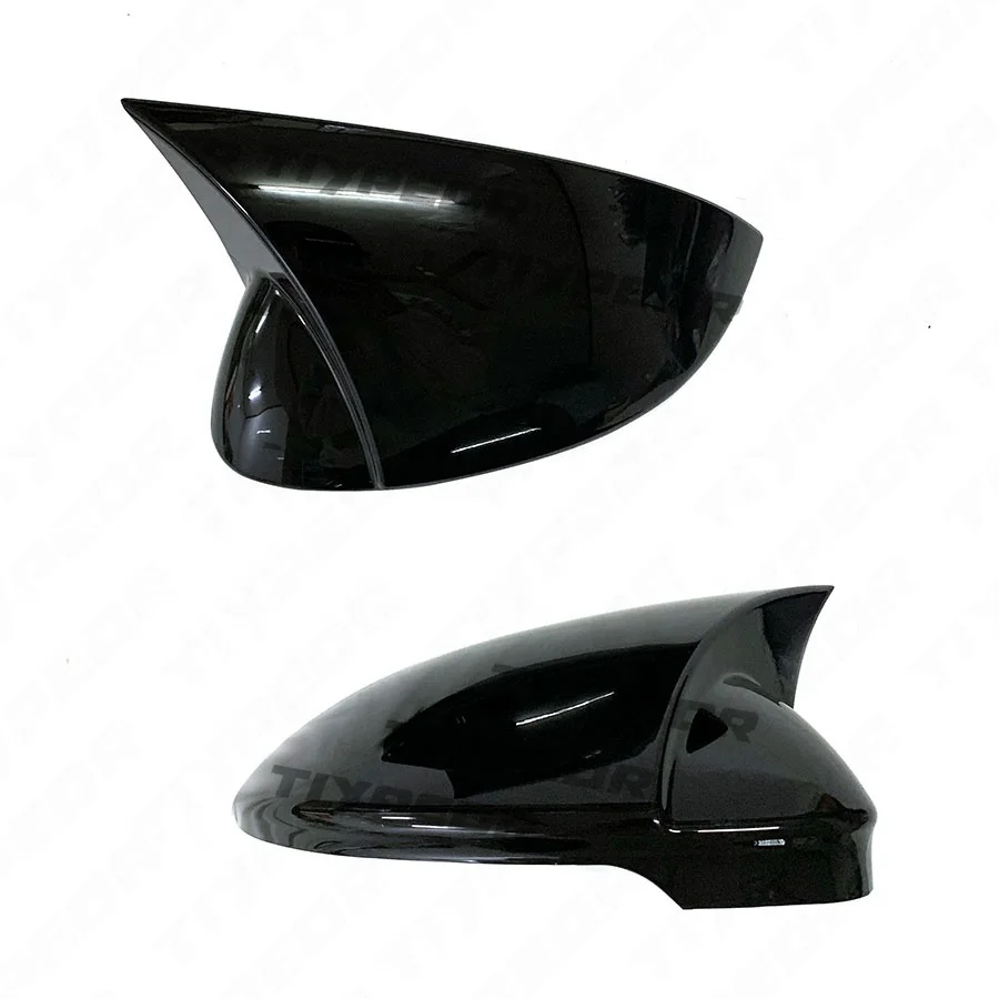 Tiypeor Rearview Mirror Cover for VW Volkswagen Golf 8 2019 - Bat Style Glossy Black Wing Mirror Cap Covers (One Pair)