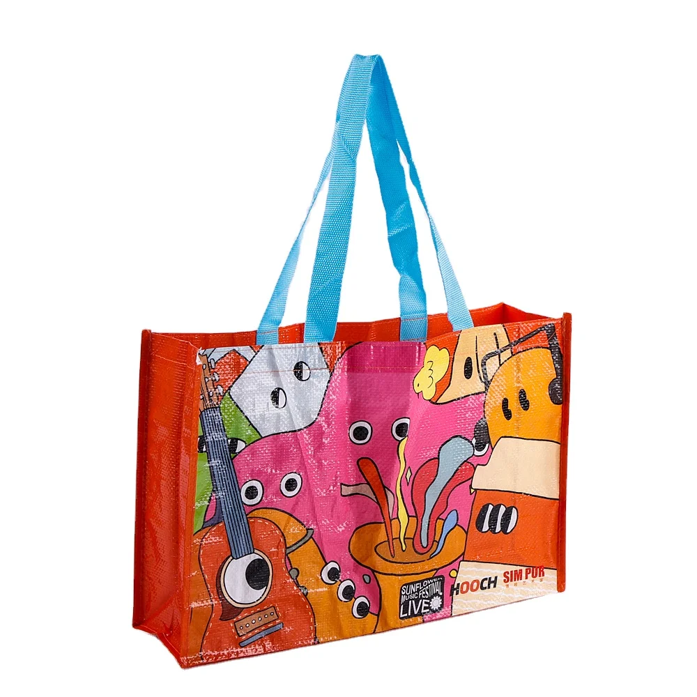 Environmental Reusable Recycled Woven Polypropylene Shopping Bags with Double Handles PP Woven Bag