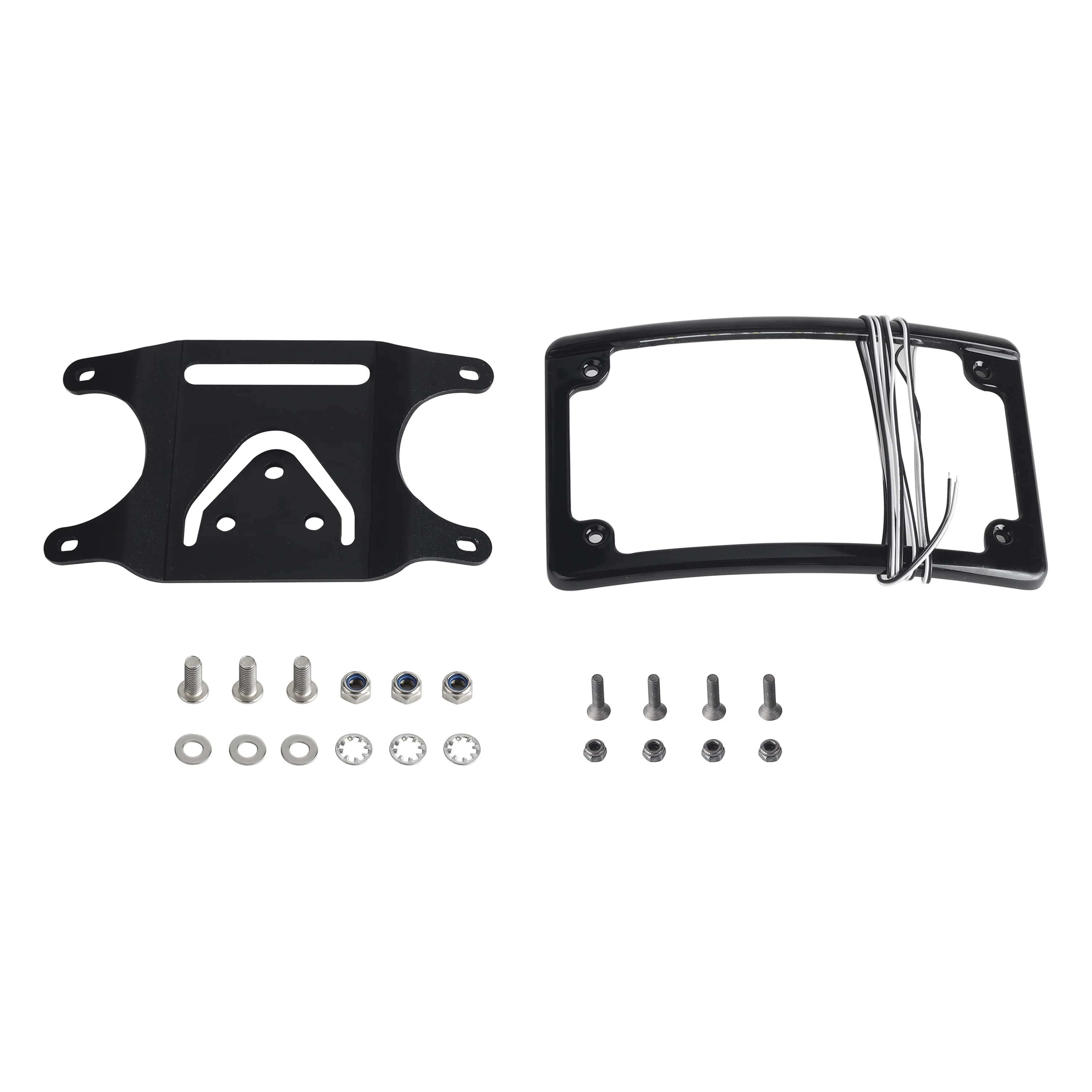 Curved License Plate Mount Relocation Bracket with LED Frame for Harley FXLRST FXLRS FLHRC FLHCS FLHCS FLSTFSE FXDC FXDX XL