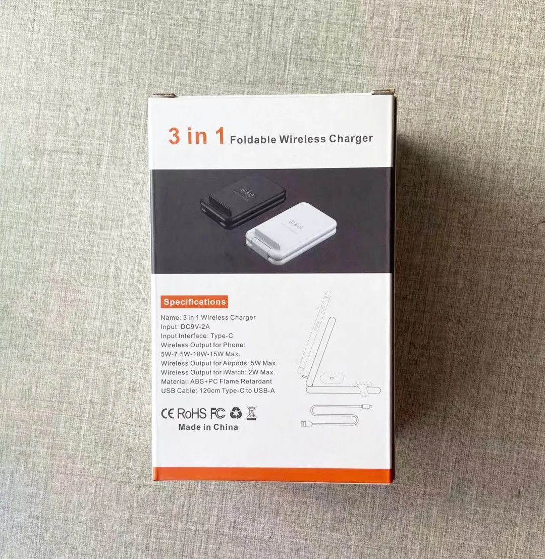 
Беспроводная зарядная станция 3 в 1, складная док-станция для быстрой зарядки для iPhone 12 Mini Max Pro, 15 Вт, сертификат Qi 