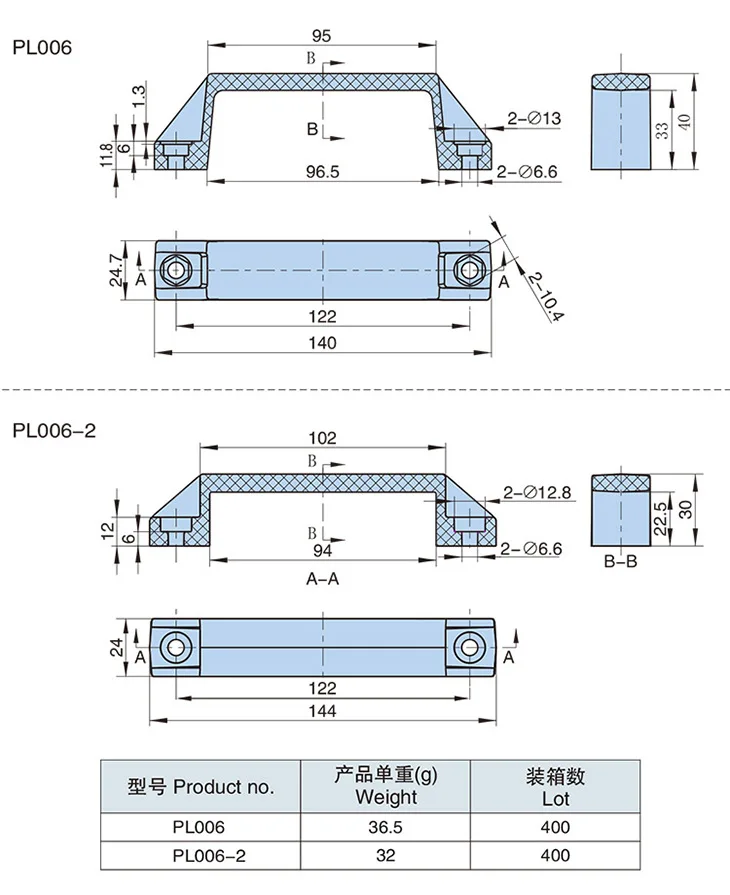 Hengzhu black cabinet handle PL006 plastic handle